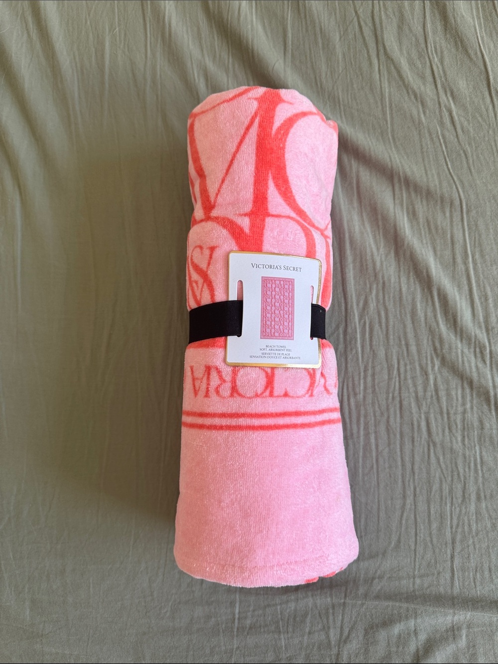 Victoria's Secret Pink and Coral Logo Beach Towel